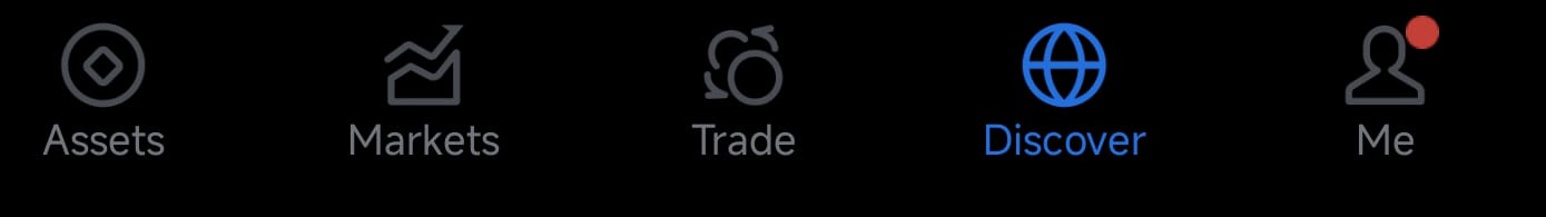 Discover menu in TokenPocket